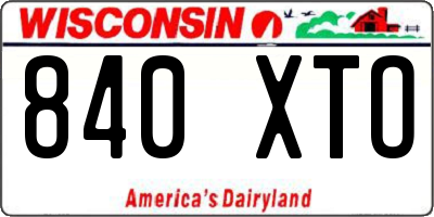 WI license plate 840XTO