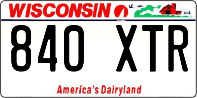 WI license plate 840XTR