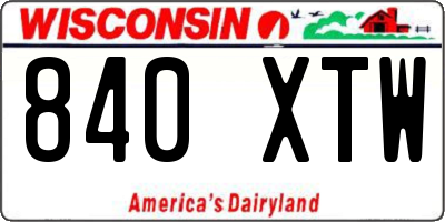 WI license plate 840XTW