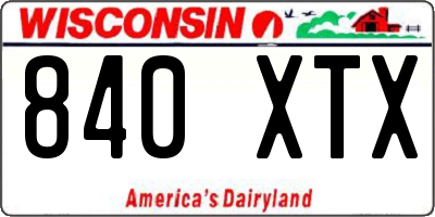 WI license plate 840XTX