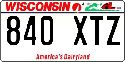 WI license plate 840XTZ