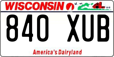 WI license plate 840XUB
