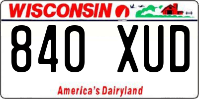 WI license plate 840XUD
