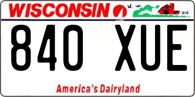 WI license plate 840XUE