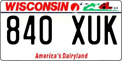 WI license plate 840XUK