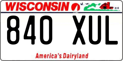 WI license plate 840XUL