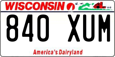 WI license plate 840XUM