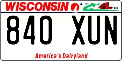 WI license plate 840XUN