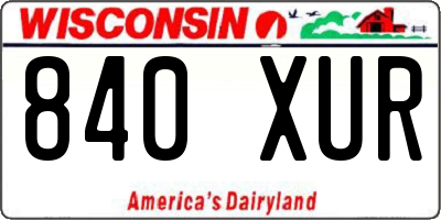 WI license plate 840XUR