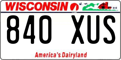 WI license plate 840XUS