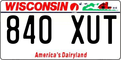 WI license plate 840XUT