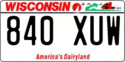 WI license plate 840XUW
