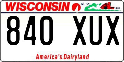 WI license plate 840XUX