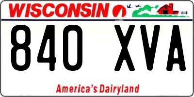 WI license plate 840XVA