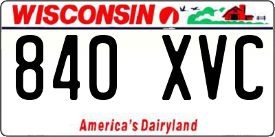 WI license plate 840XVC