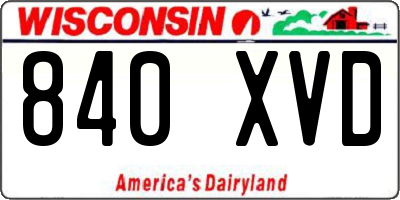 WI license plate 840XVD