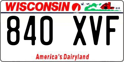 WI license plate 840XVF