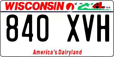 WI license plate 840XVH