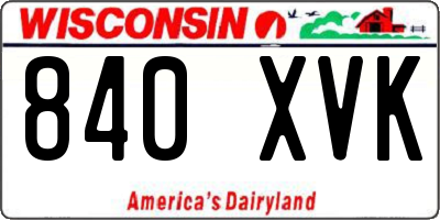 WI license plate 840XVK
