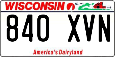 WI license plate 840XVN