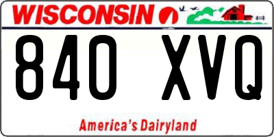 WI license plate 840XVQ