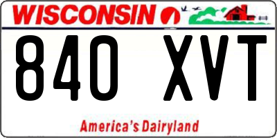 WI license plate 840XVT