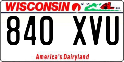 WI license plate 840XVU