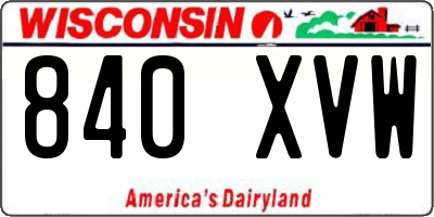 WI license plate 840XVW