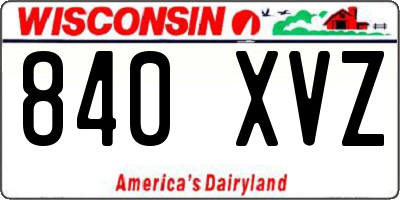 WI license plate 840XVZ