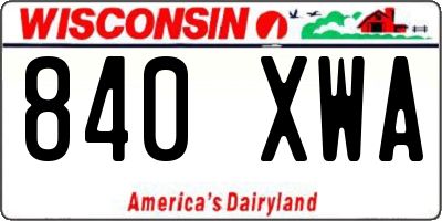 WI license plate 840XWA