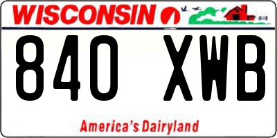 WI license plate 840XWB