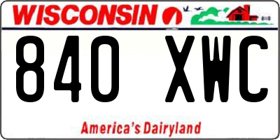 WI license plate 840XWC