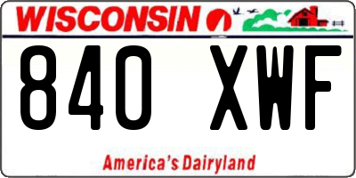 WI license plate 840XWF