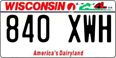 WI license plate 840XWH