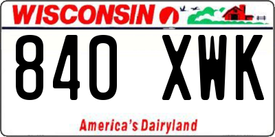 WI license plate 840XWK
