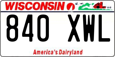 WI license plate 840XWL