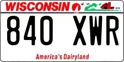 WI license plate 840XWR
