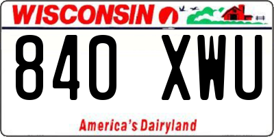 WI license plate 840XWU