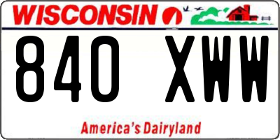 WI license plate 840XWW