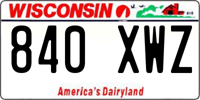 WI license plate 840XWZ