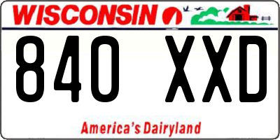 WI license plate 840XXD
