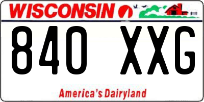 WI license plate 840XXG