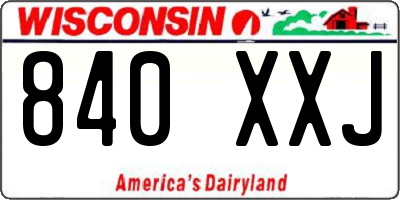 WI license plate 840XXJ