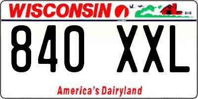 WI license plate 840XXL