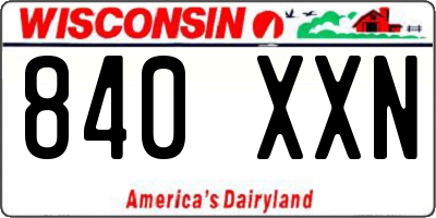 WI license plate 840XXN