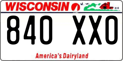 WI license plate 840XXO