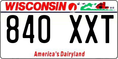 WI license plate 840XXT