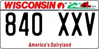 WI license plate 840XXV