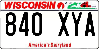 WI license plate 840XYA
