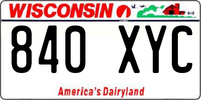WI license plate 840XYC